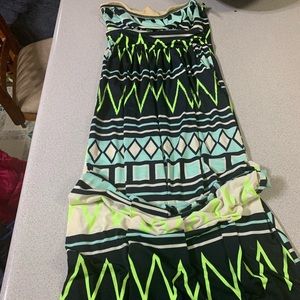 Vanilla Bay Black and Neon Green Maxi Dress